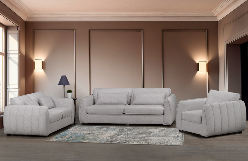 Made in Canada Annex 65” Fabric Loveseat with Accent Pillows - Grey