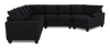 Made in Canada Customizable Sofa Lab Arc 4-Piece Right-Facing Sectional with Cuddler - Teddy Raven| Sofa sectionnel de droite 4 pièces avec fauteuil enveloppant personnalisable Arc de Sofa Lab fabriqué au Canada en tissu - Teddy Raven