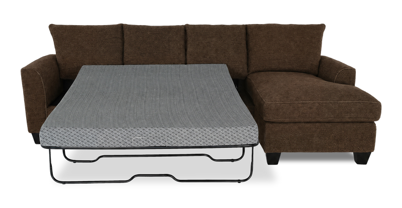 Made in Canada Customizable Sofa Lab Arc Fabric Right-Facing Sofabed Sectional - Teddy Walnut