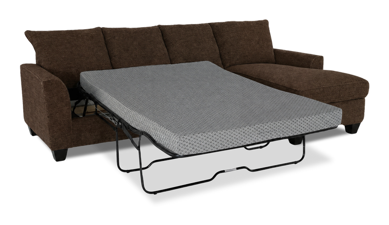 Made in Canada Customizable Sofa Lab Arc Fabric Right-Facing Sofabed Sectional - Teddy Walnut