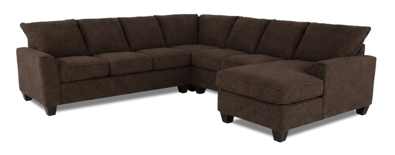 Made in Canada Customizable Sofa Lab Arc 4-Piece Right-Facing Sectional with Chaise - Teddy Walnut