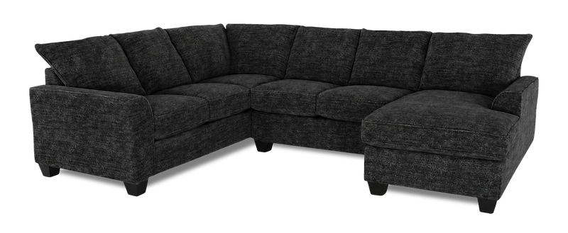 Made in Canada Customizable Sofa Lab Arc 3 Piece Right-Facing Fabric Sectional with Chaise – Plush Charcoal 