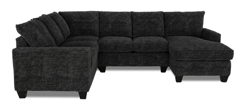 Made in Canada Customizable Sofa Lab Arc 3 Piece Right-Facing Fabric Sectional with Chaise – Plush Charcoal 