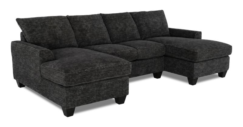 Made in Canada Customizable Sofa Lab Arc Fabric Double Chaise Sectional - Plush Charcoal