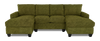 Made in Canada Customizable Sofa Lab Arc Fabric Double Chaise Sectional - Chenille Moss | Sofa sectionnel avec deux fauteuils longs personnalisable Arc de Sofa Lab fabriqué au Canada en tissu - Chenille Moss
