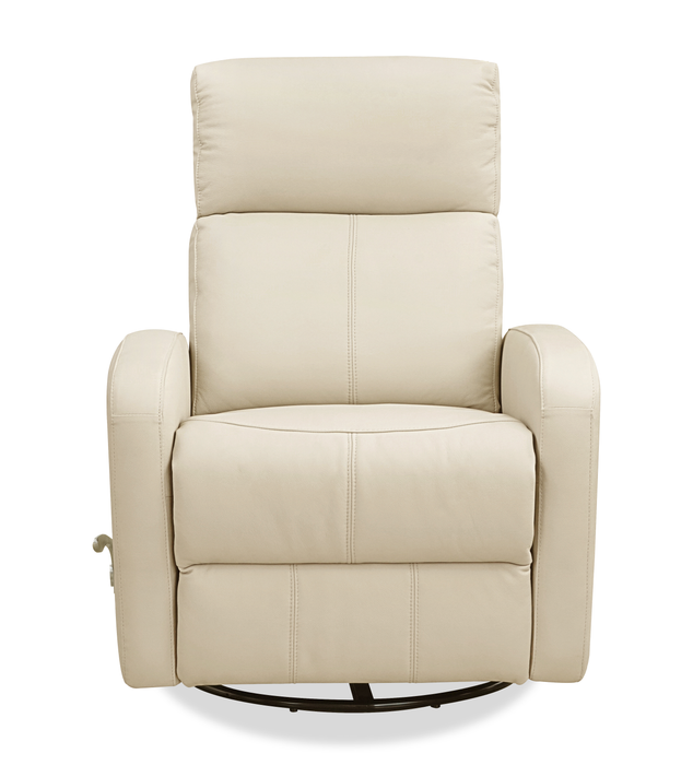 Asher 31.5\" Genuine Leather Swivel Glider Reclining Chair – Beige