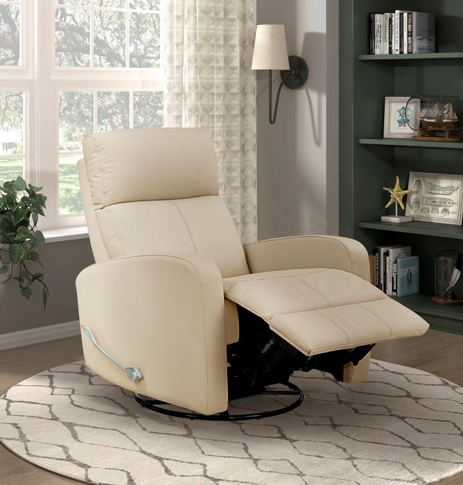Asher 31.5\" Genuine Leather Swivel Glider Reclining Chair – Beige