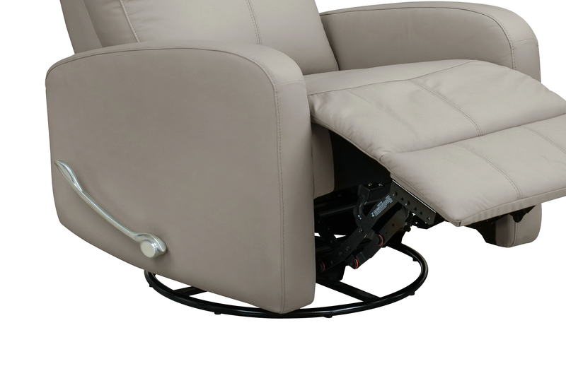 Asher 31.5\" Genuine Leather Swivel Glider Reclining Chair – Light Grey