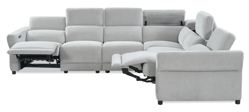 Cindy Crawford Home Aspen 4-Piece Power Reclining Sectional with Armless Chair and USB Port - Silver