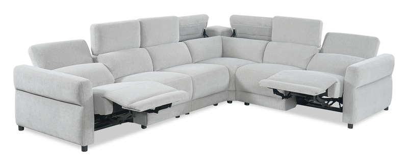 Cindy Crawford Home Aspen 4-Piece Power Reclining Sectional with Armless Chair and USB Port - Silver