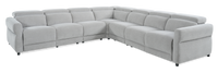 Cindy Crawford Home Aspen 5-Piece Power Reclining Sectional with Adjustable Headrests and USB Port - Silver