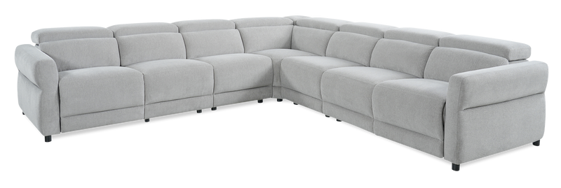 Cindy Crawford Home Aspen 5-Piece Power Reclining Sectional with Adjustable Headrests and USB Port - Silver