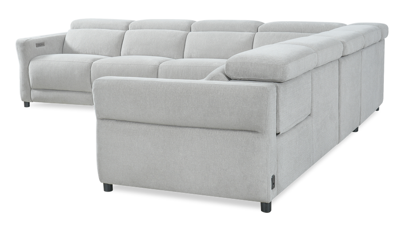 Cindy Crawford Home Aspen 5-Piece Power Reclining Sectional with Adjustable Headrests and USB Port - Silver