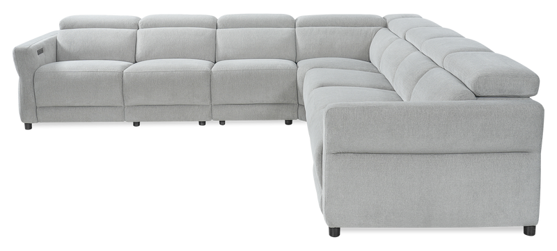 Cindy Crawford Home Aspen 5-Piece Power Reclining Sectional with Adjustable Headrests and USB Port - Silver