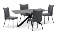 Atlas 5pc Dining Set with Table & 4 Chairs, Sintered Stone & Metal, 71