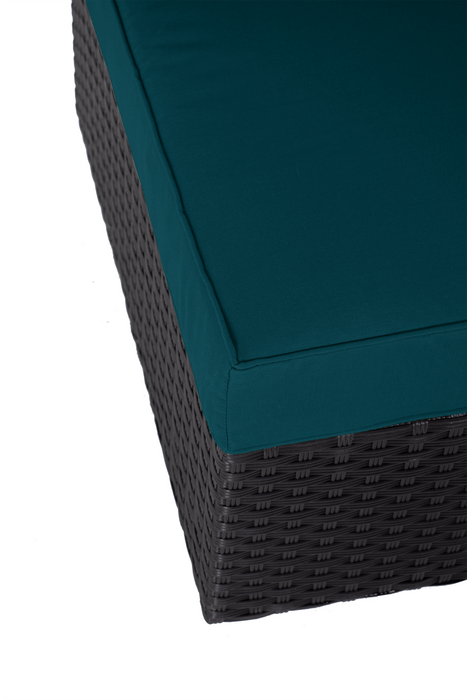 Barbados Corner Outdoor Patio Chair - Hand-Woven Resin Wicker, UV & Weather Resistant - Black/Blue