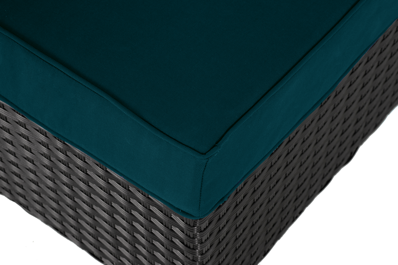Barbados Corner Outdoor Patio Chair - Hand-Woven Resin Wicker, UV & Weather Resistant - Black/Blue