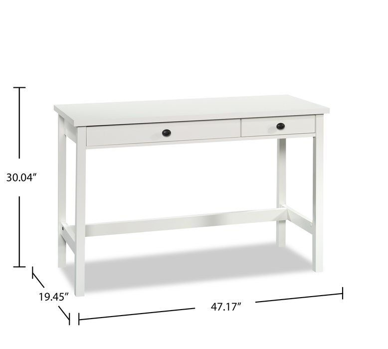 Bexley 47.17\" Writing Desk with 2 Drawers – Soft White