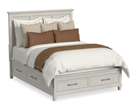 Celine Platform Storage Bed with Headboard & Frame, Ivory - Queen Size 