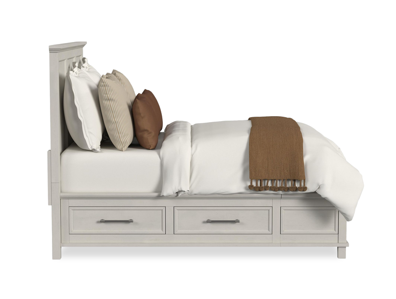 Celine Platform Storage Bed with Headboard & Frame, Ivory - Queen Size