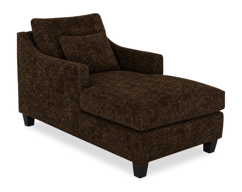 Made in Canada Sofa Lab Customizable 36\" Fabric Accent Chaise with Wood Legs – Plush Chocolate
