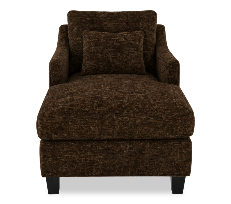 Made in Canada Sofa Lab Customizable 36\" Fabric Accent Chaise with Wood Legs – Plush Chocolate