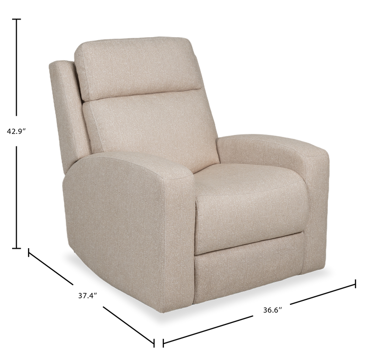 Charlotte 36.6” Fabric Auto Glider Power Reclining Chair with Power Headrest - Sand 