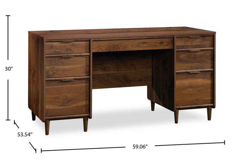 Clifford Place 59.06“ Executive  Desk with 6 Drawers – Grand Walnut