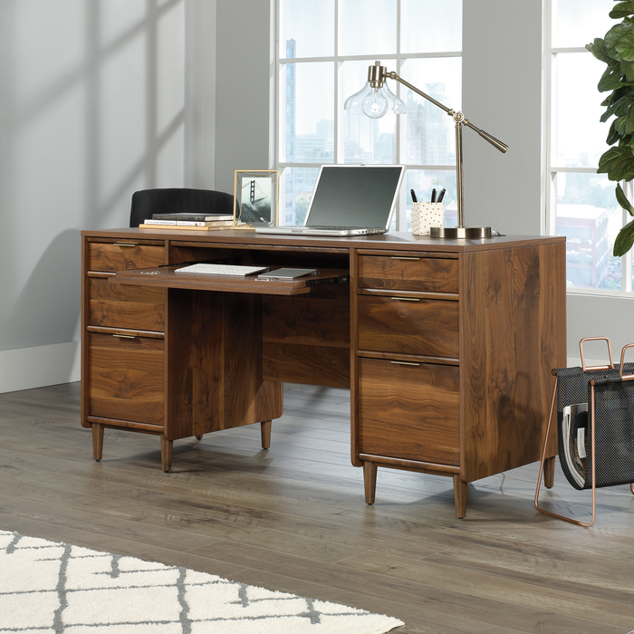 Clifford Place 59.06“ Executive  Desk with 6 Drawers – Grand Walnut