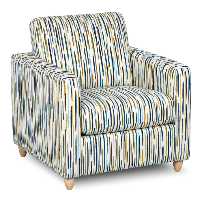 Made in Canada Sofa Lab Customizable Club 36\" Fabric Accent Chair with Wood Legs – Capri Accent Fabric 