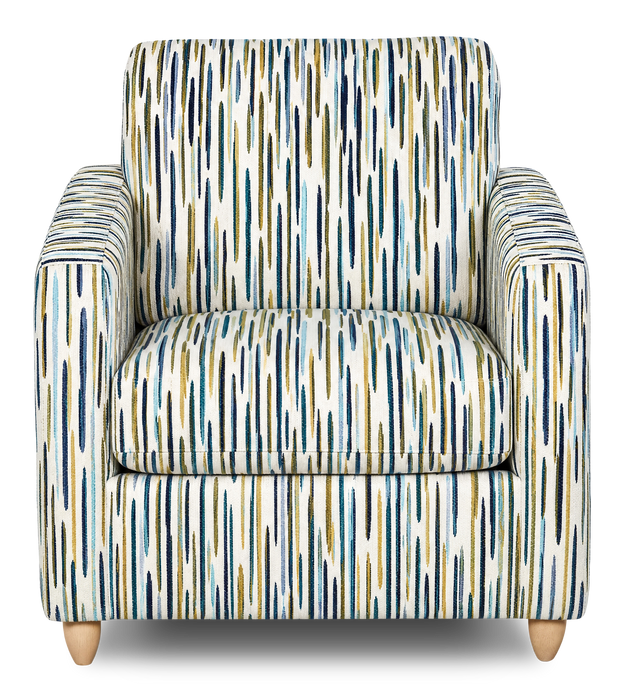 Made in Canada Sofa Lab Customizable Club 36\" Fabric Accent Chair with Wood Legs – Capri Accent Fabric 