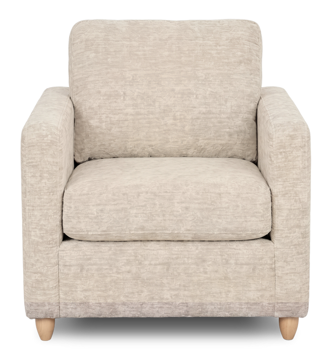 Made in Canada Sofa Lab Customizable Club 36\" Fabric Accent Chair with Wood Legs – Plush Parchment