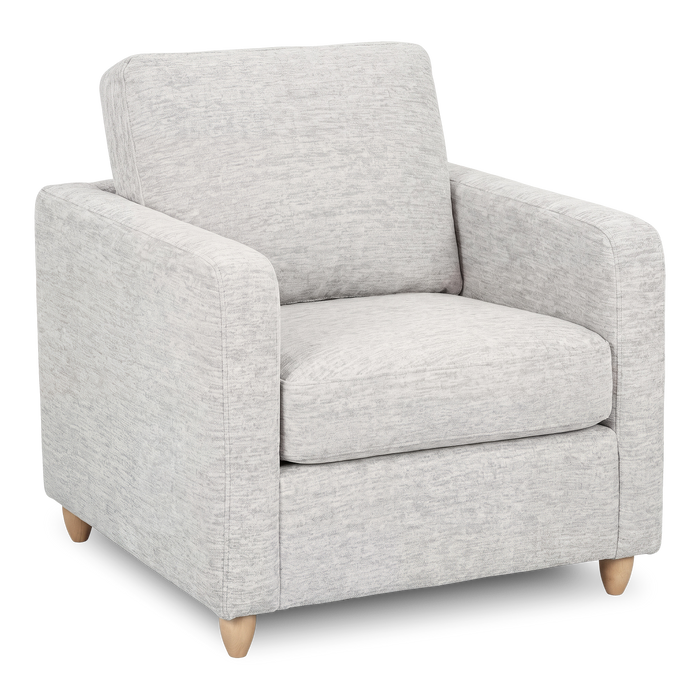 Made in Canada Sofa Lab Customizable Club 36\" Fabric Accent Chair with Wood Legs – Plush Oyster