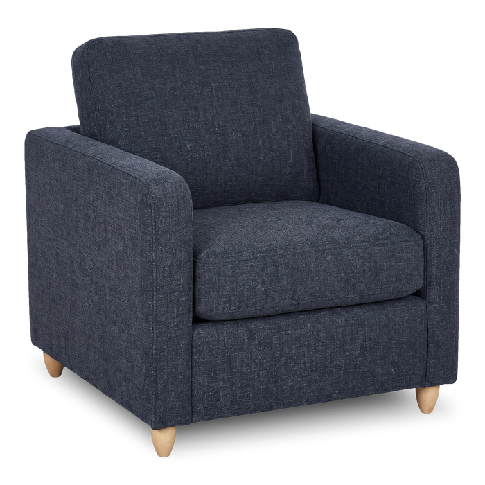 Made in Canada Sofa Lab Customizable Club 36\" Fabric Accent Chair with Wood Legs – Chenille Pacific