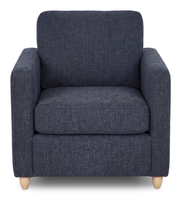 Made in Canada Sofa Lab Customizable Club 36\" Fabric Accent Chair with Wood Legs – Chenille Pacific