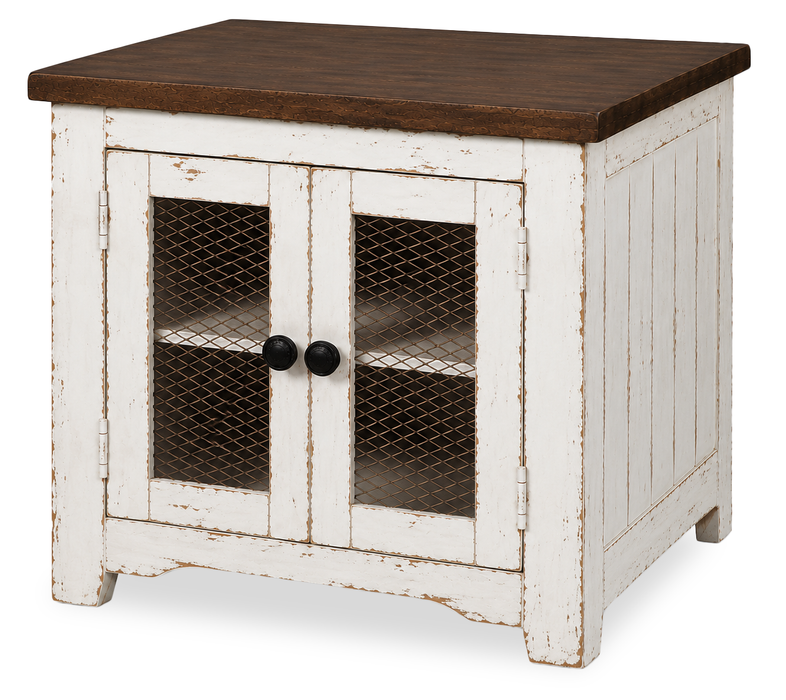 Croft 24” Country-Style End Table with Storage - Mocha