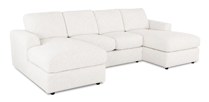 Made in Canada Customizable Sofa Lab Curve Fabric Double Chaise Sectional - Teddy Snow