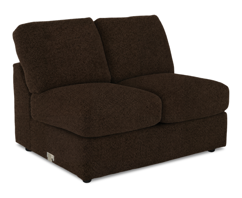 Made in Canada Customizable Sofa Lab Curve 47\" Armless Fabric Loveseat - Plush Chocolate