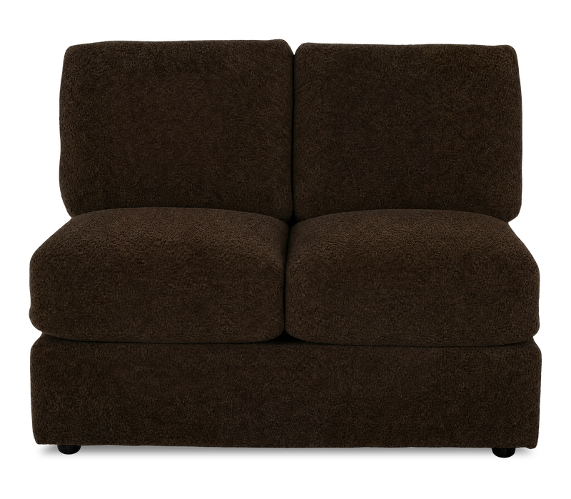 Made in Canada Customizable Sofa Lab Curve 47\" Armless Fabric Loveseat - Plush Chocolate
