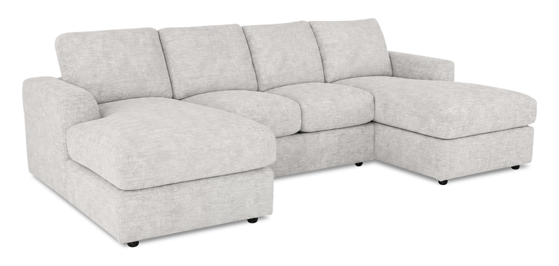 Made in Canada Customizable Sofa Lab Curve Fabric Double Chaise Sectional - Plush Oyster