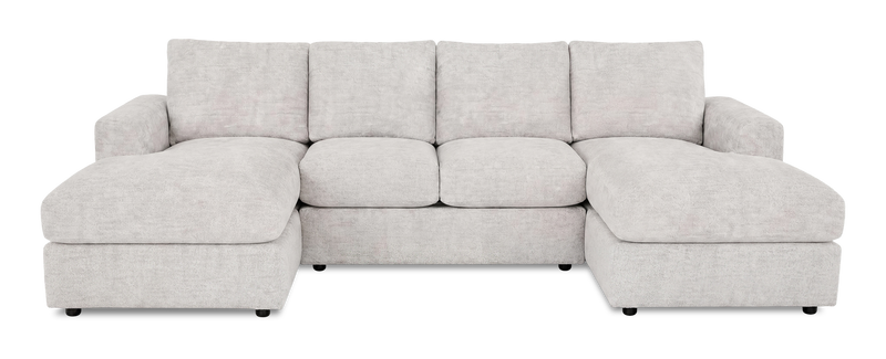 Made in Canada Customizable Sofa Lab Curve Fabric Double Chaise Sectional - Plush Oyster