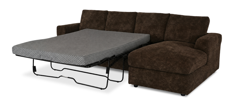 Made in Canada Customizable Sofa Lab Curve Fabric Right-Facing Sofabed Sectional - Plush Chocolate