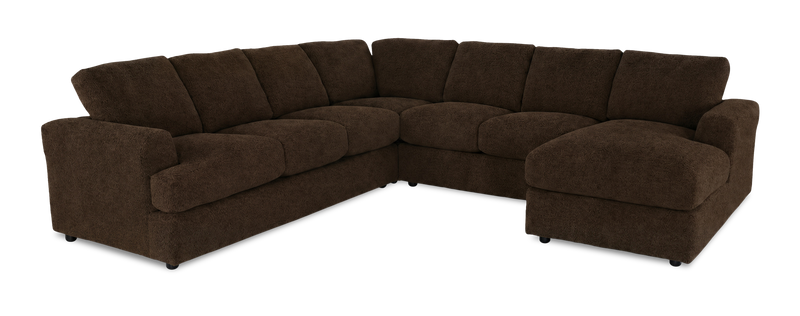 Made in Canada Customizable Sofa Lab Curve 4-Piece Right-Facing Sectional with Chaise - Plush Chocolate
