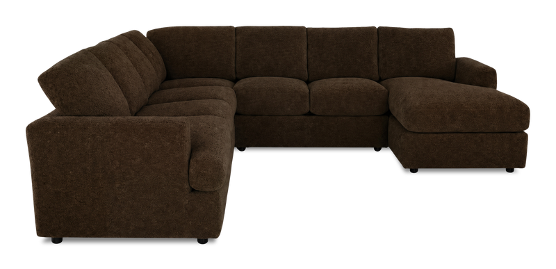Made in Canada Customizable Sofa Lab Curve 4-Piece Right-Facing Sectional with Chaise - Plush Chocolate