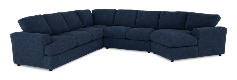 Made in Canada Customizable Sofa Lab Curve 4-Piece Right-Facing Sectional with Cuddler - Chenille Pacific