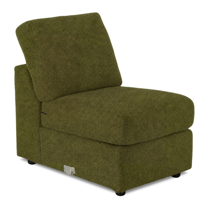 Made in Canada Customizable Sofa Lab Curve 24\" Armless Fabric Chair – Chenille Moss