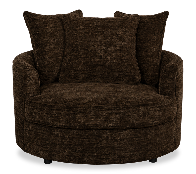 Made in Canada Sofa Lab Customizable Cuddler 48\" Fabric Accent Chair – Plush Chocolate
