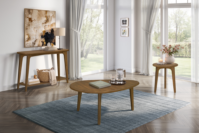 Deco 19.5” Modern Round End Table – Walnut