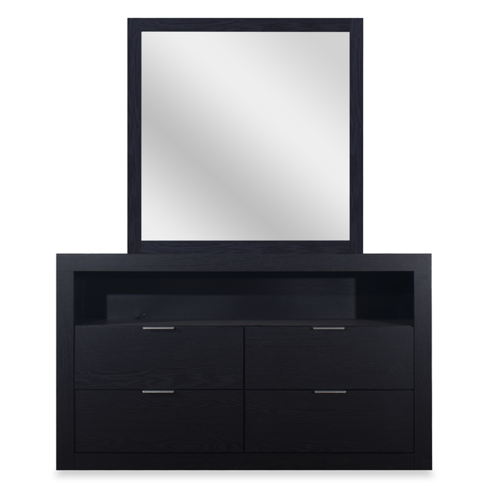 Delta Bedroom 4-Drawer Dresser with Storage Shelf, 57\"W x 33\"H - Black
