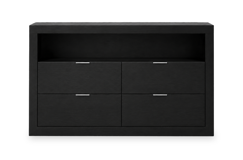 Delta Bedroom 4-Drawer Dresser with Storage Shelf, 57\"W x 33\"H - Black